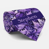 Lila Botanische Monogramm Krawatte (Gerollt)