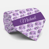 Lila botanische Monogramm Krawatte (Gerollt)