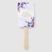 Lila Botanische Peony Gold Hochzeit Vielen Dank Fächer (Rückseite)