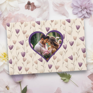 Lila Botanische Personalisierte Foto Hochzeit Gästebuch
