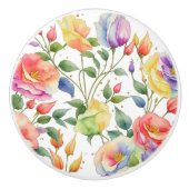 Lila botanische Rose Keramikknauf (Vorderseite)