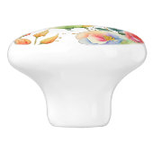 Lila botanische Rose Keramikknauf (Seitenansicht)