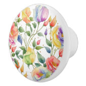 Lila botanische Rose Keramikknauf (Rechts)