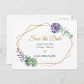 Lila botanische Save the Date-Postkarte Ankündigungspostkarte (Vorne/Hinten)