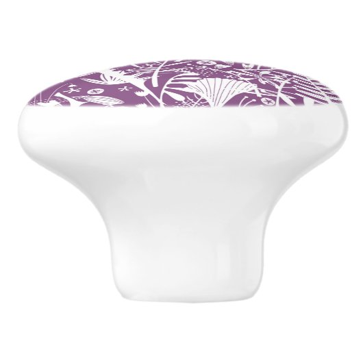 Lila botanische Silhouette Keramikknauf (Seitenansicht)