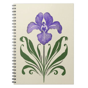 Lila botanische Studie Iris Notizblock
