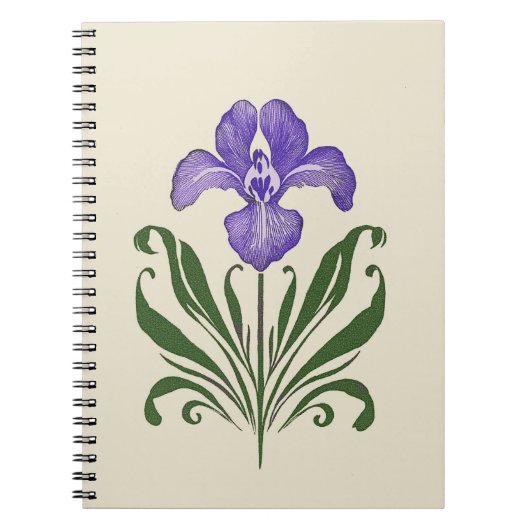 Lila botanische Studie Iris Notizblock (Vorderseite)