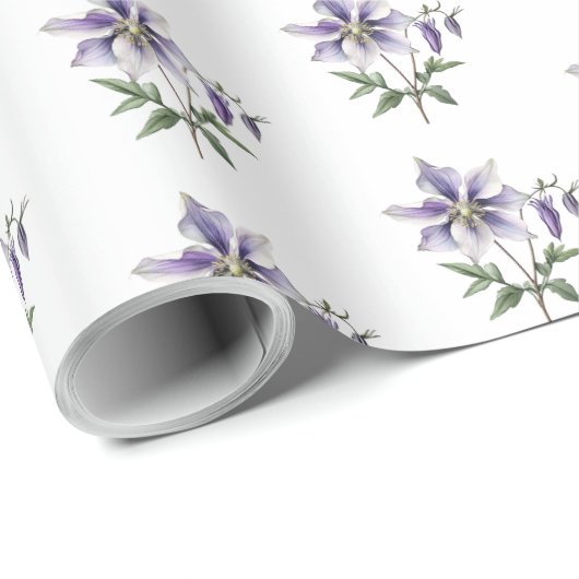Lila botanische Wildblume Geschenkpapier (Rolleneckpunkt)