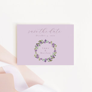 Lila Botanischer Kranz Flieder QR Save The Date