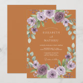 Lila Botanischer Torbogen Hochzeit Einladung (Vorne/Hinten)