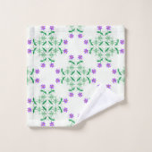 lila botanisches Badetuch Set (Waschlappen)