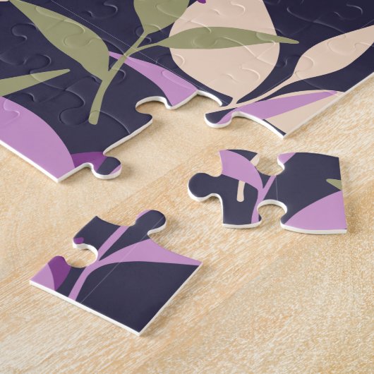 Lila botanisches Blätter Garten Puzzle (Seite)