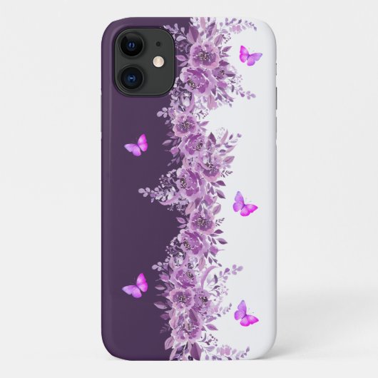 Lila botanisches Blüten-Telefonetui Case-Mate iPhone Hülle (Rückseite)