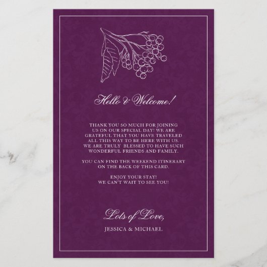 Lila botanisches Elegantes Hochzeitserlebnis (Vorderseite)