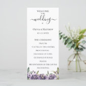 Lila Botanisches Hochzeitsprogramm für Wasserfarbe Programm (Stehend Vorderseite)