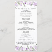 Lila Botanisches Hochzeitsprogramm Menükarte (Rückseite)