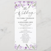 Lila Botanisches Hochzeitsprogramm Menükarte (Vorderseite)