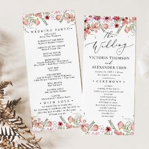 Lila Botanisches Hochzeitsprogramm Menükarte