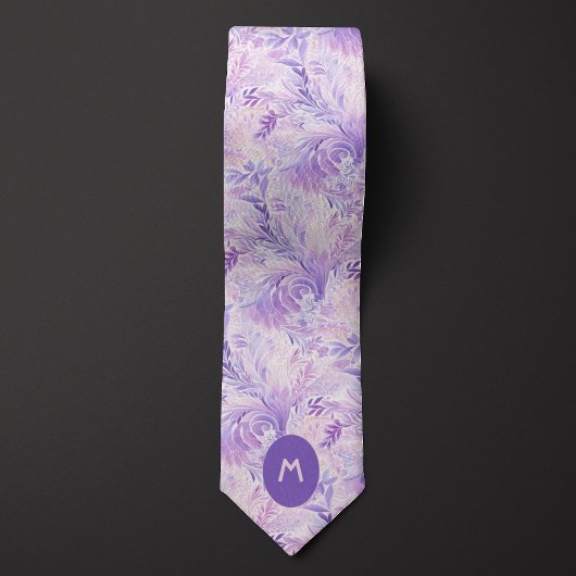 Lila Botanisches Monogramm Krawatte