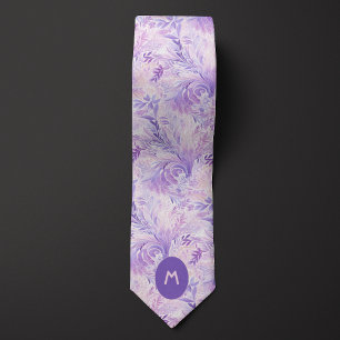 Lila Botanisches Monogramm Krawatte