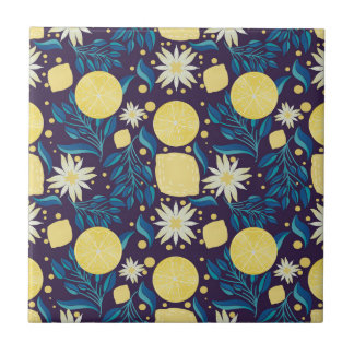 Lila botanisches Muster des Lemon Fliese