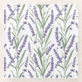 Lila botanisches Muster Glasuntersetzer