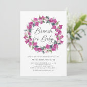 Lila Bougainvillea Wreath Babydusche Brunch Einladung (Stehend Vorderseite)
