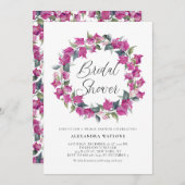 Lila Bougainvillea Wreath Brautparty Einladung (Vorne/Hinten)