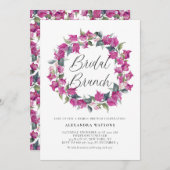 Lila Bougainvillea Wreath Bridal Brunch Einladung (Vorne/Hinten)