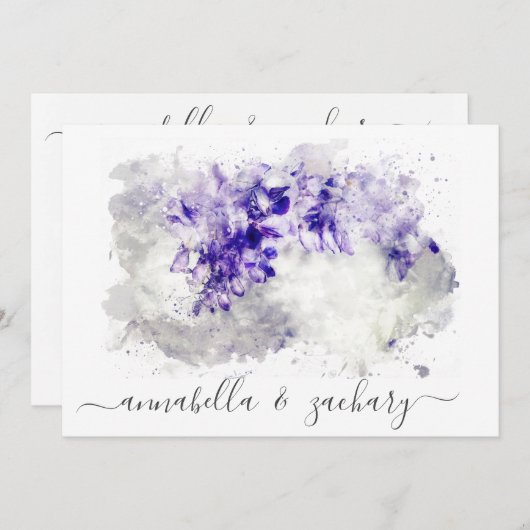 *~* Lila Bouquet UAWG QR AR26 BlumenEDDING Einladung (Vorne/Hinten)