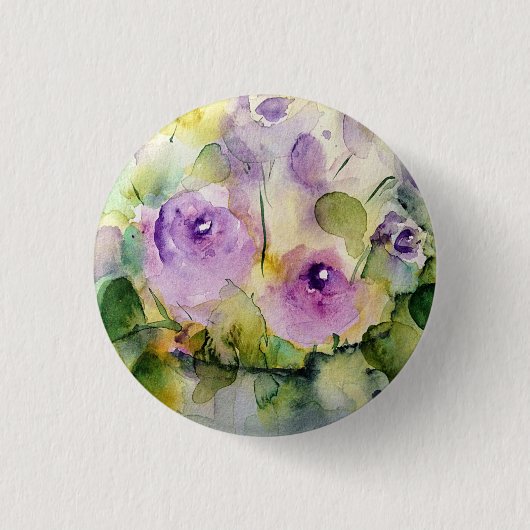 Lila Bouquet Watercolor Button (Vorderseite)