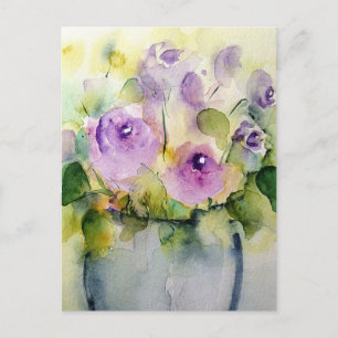 Lila Bouquet Watercolor Postkarte
