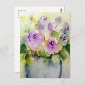Lila Bouquet Watercolor Postkarte (Vorne/Hinten)