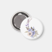 Lila Boutique-Stil floral Magnet (Vorderseite/Rückseite)