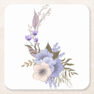 Lila Boutique-Stil floral  Rechteckiger Pappuntersetzer