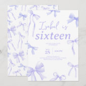 Lila Bow Birthday Einladung (Vorne/Hinten)