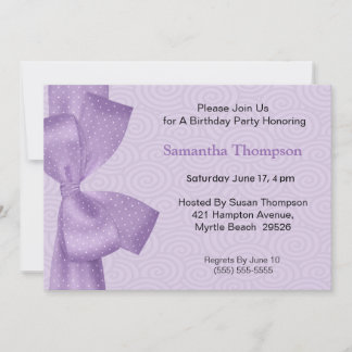 Lila Bow Birthday Einladungen