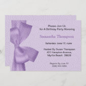 Lila Bow Birthday Einladungen (Vorne/Hinten)