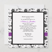 Lila Bow-Blume Einladung zur Hochzeit (Rückseite)