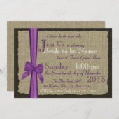 Lila Bow-Brautparty Einladung (Vorne/Hinten)