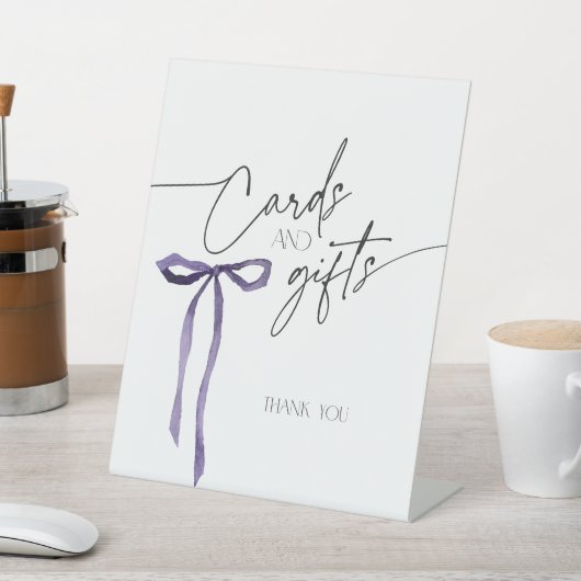 Lila Bow Coquette binden Knotenkarten und Geschenk Sockelschild (In SItu)