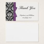 Lila Bow Damask Danke an die Karten (Vorne & Hinten)