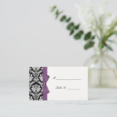 Lila Bow Damask Hochzeitsplätze Platzkarte (Stehend Vorderseite)