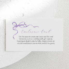 Lila Bow Girl Baby Custom Enclosure Card Begleitkarte