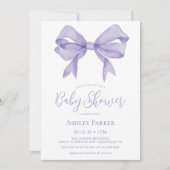 Lila Bow Girl Babydusche Einladung (Vorderseite)