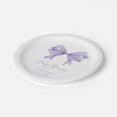 Lila Bow Girl Babydusche Pappteller (Schrägansicht)