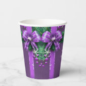 Lila Bow Holiday Paper Cups Pappbecher (Vorderseite)