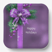 Lila Bow Holiday Paper Plate Pappteller (Vorderseite)