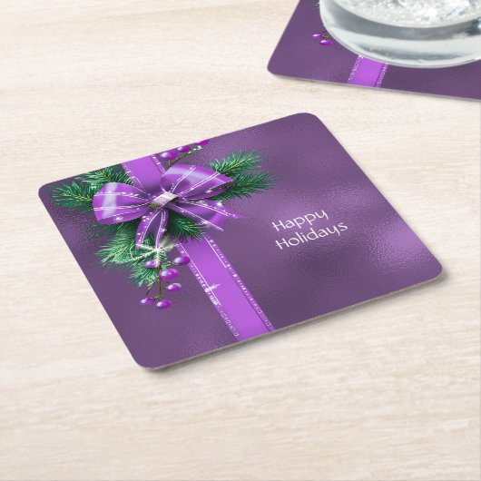 Lila Bow Holiday Paper Untersetzer (angewinkelt)