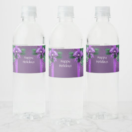 Lila Bow Holiday Wasserflaschenetikett